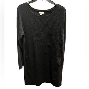 Black Pure J.Jill Sweater Dress Tunic Small Textured Cotton Blend Long Sleeve